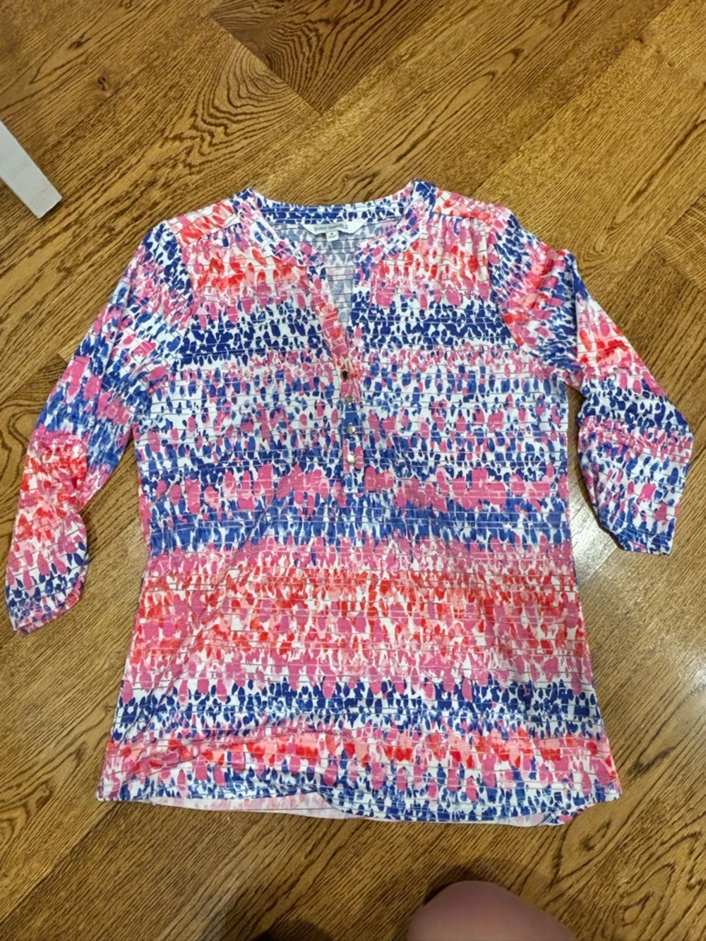 Nwot Emily Daniel’s Multi Color Abstract Button Down Disco Dot 3/4 Sleeve Size S